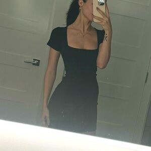 Short sleeve short black dress